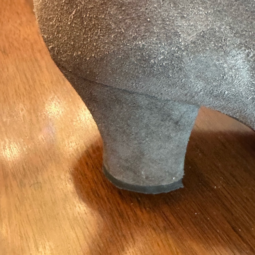 Genuine Suede Lace-Up Knee-High Boots Gold Hardware Italy - Picture 4 of 11